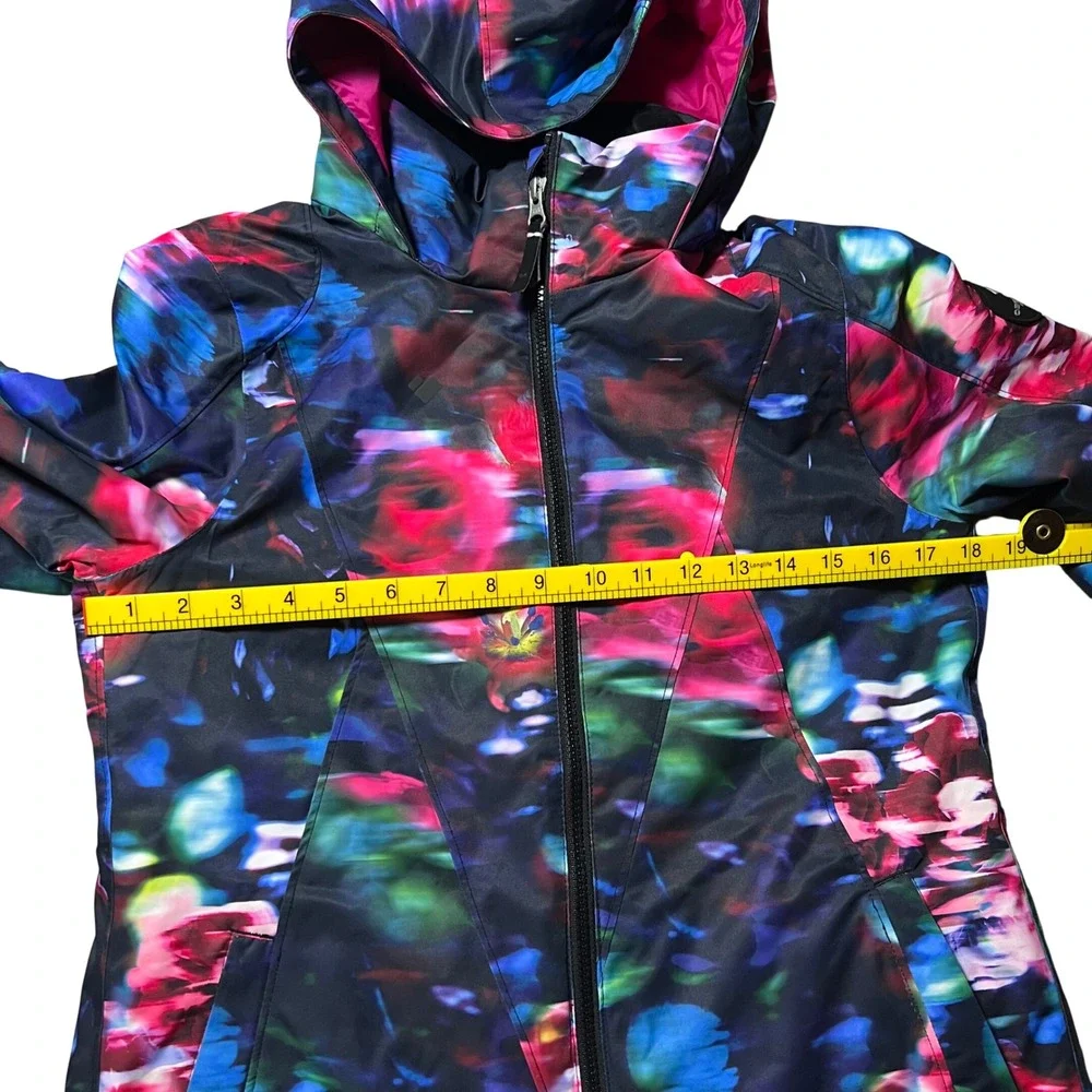 Obermeyer Teen Girls L 14-16 Ski Jacket Floral Multi Color Insulated Hooded Pink